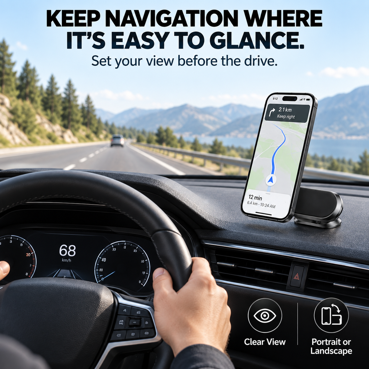 360° Rotatable Metal Magnetic Car Phone Holder🧲Snap your phone into place. Adjust the angle you want. Fold it down when you’re done.