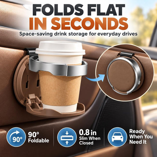 Limited-time 42% discount🎁Foldable Hook On Car Cup Holder Essentials Door Clip Window Storage Drink