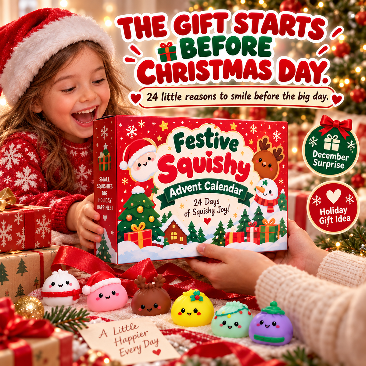 24 Days. 24 Squishy Surprises-Turn the countdown to Christmas into a daily ritual of opening, squeezing and collecting