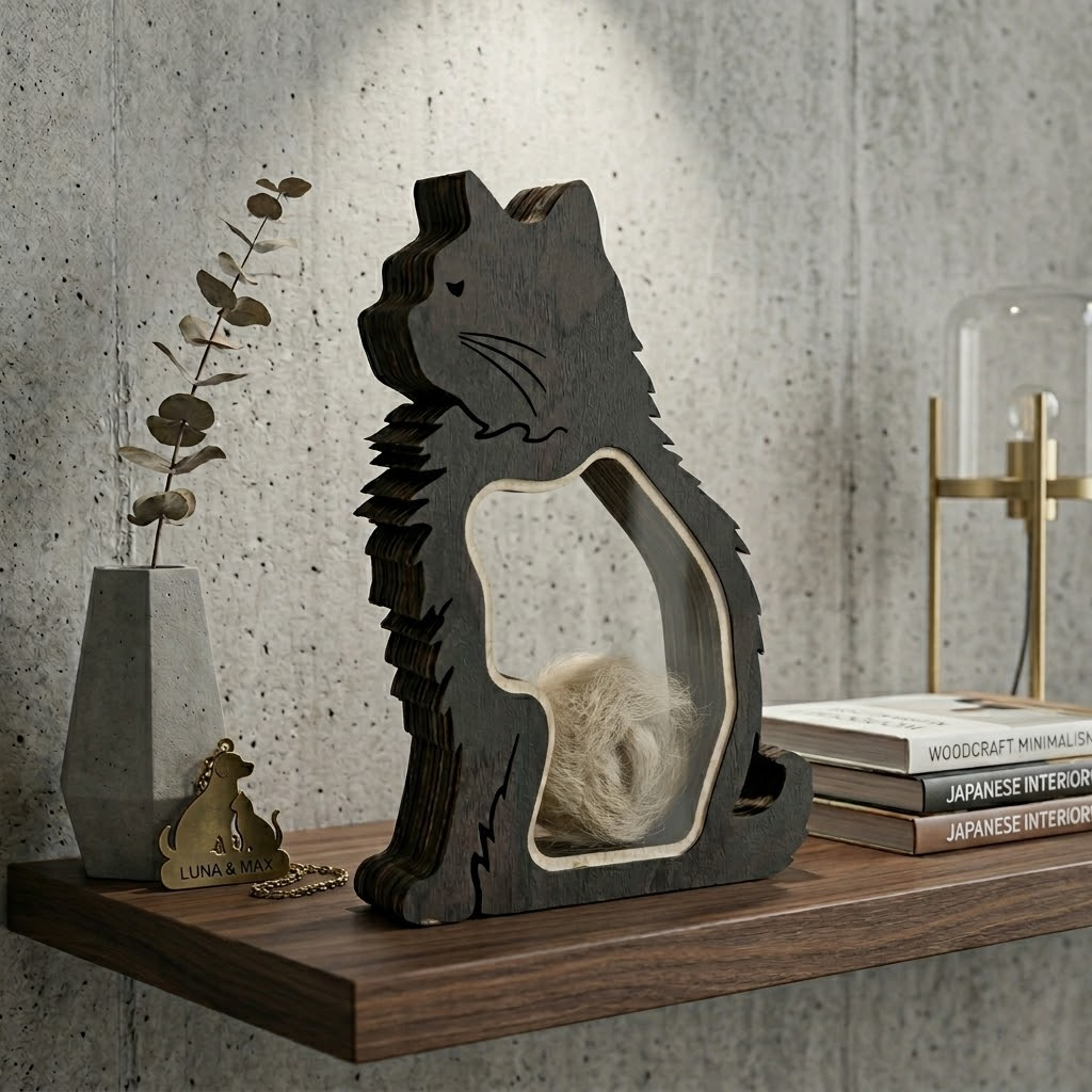 Wooden Pet Hair Memorial Keepsake Box