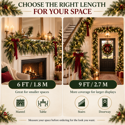Lush Cedar Christmas Garland-Soft, Full Greenery for Mantels, Stairs, Tables & Doorways