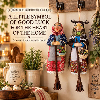 Handmade Kitchen Witch Doll – Whimsical Good Luck Hanging Decor