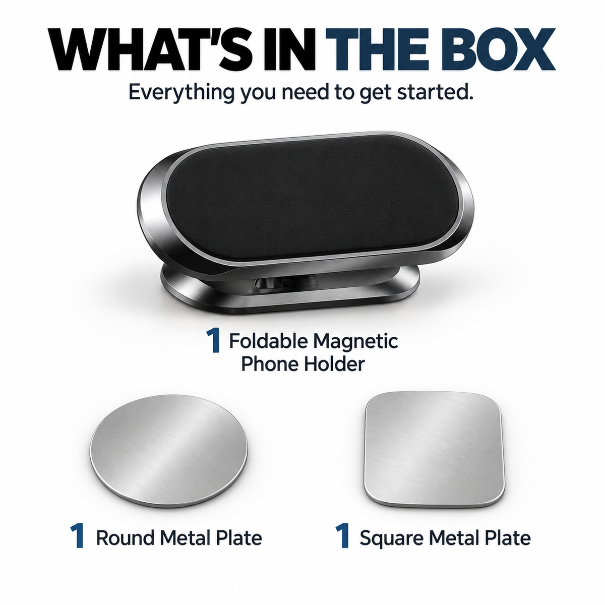 360° Rotatable Metal Magnetic Car Phone Holder🧲Snap your phone into place. Adjust the angle you want. Fold it down when you’re done.