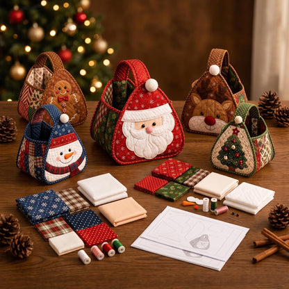 ⭐🎉🎄 Christmas Character Quilted Carry Basket | 🎁 A Reusable Christmas Keepsake - DIY Sewing Kit – Create Your Own