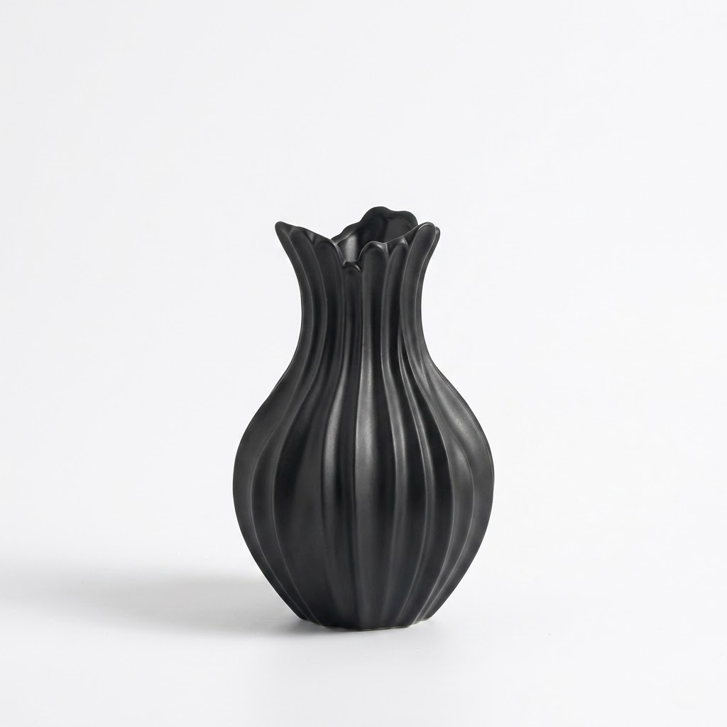 Matte Black Fan Vase