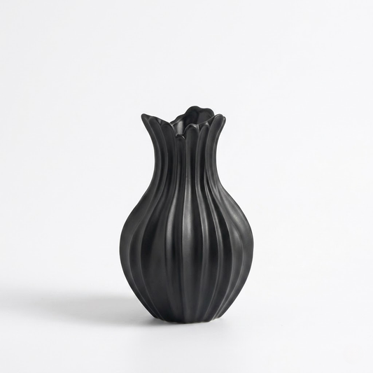 Matte Black Fan Vase