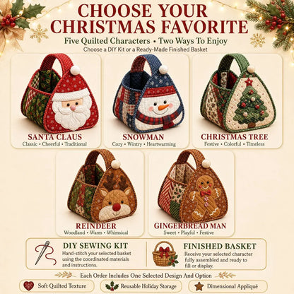 ⭐🎉🎄 Christmas Character Quilted Carry Basket | 🎁 A Reusable Christmas Keepsake - DIY Sewing Kit – Create Your Own