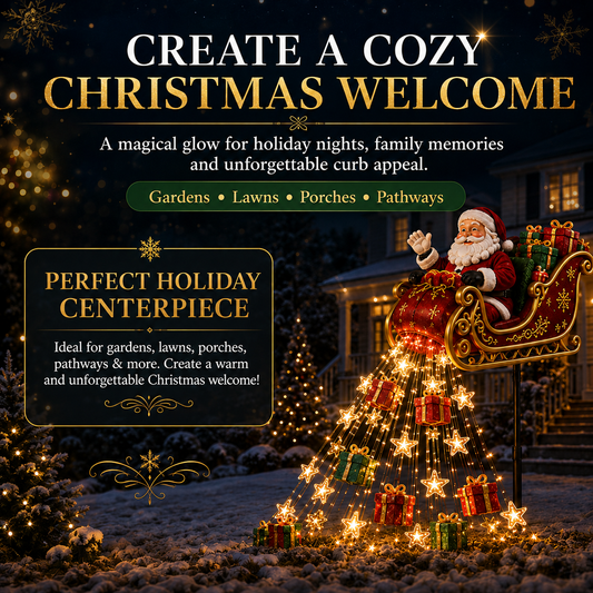 🎅Limited-time 50% discount✨ New Santa’s Flying Sleigh Gift Cascade – Solar Christmas Garden Light