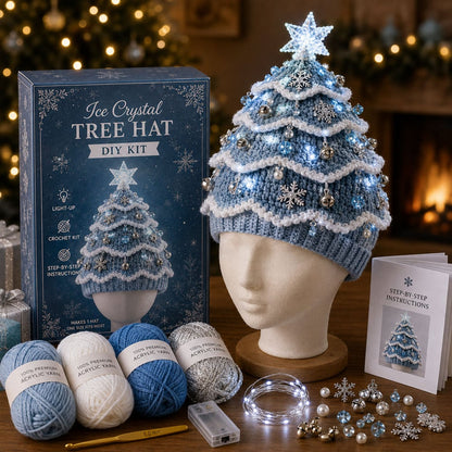 ⏳ Last Day 50% OFF – 🎄Beginner-Friendly Light-Up Christmas Tree Crochet Hat DIY Kit | Complete Kit with Coordinated Yarn, LED Lights & Step-by-Step Guide Included 💕