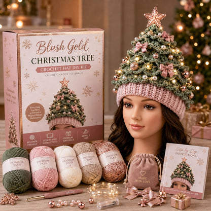 ⏳ Last Day 50% OFF – 🎄Beginner-Friendly Light-Up Christmas Tree Crochet Hat DIY Kit | Complete Kit with Coordinated Yarn, LED Lights & Step-by-Step Guide Included 💕