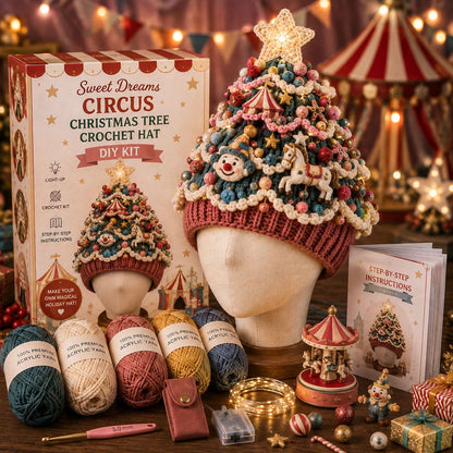 ⏳ Last Day 50% OFF – 🎄Beginner-Friendly Light-Up Christmas Tree Crochet Hat DIY Kit | Complete Kit with Coordinated Yarn, LED Lights & Step-by-Step Guide Included 💕