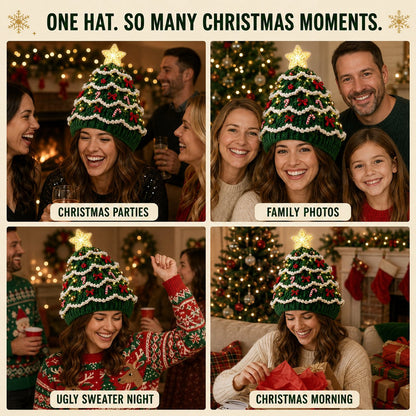⏳ Last Day 50% OFF – 🎄Beginner-Friendly Light-Up Christmas Tree Crochet Hat DIY Kit | Complete Kit with Coordinated Yarn, LED Lights & Step-by-Step Guide Included 💕