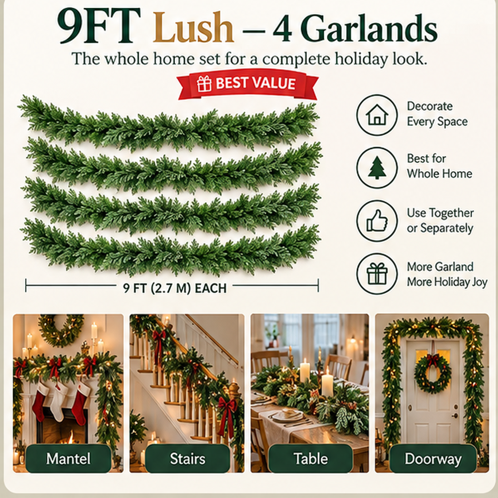 9FT Lush — 4 Garlands