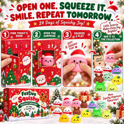 24 Days. 24 Squishy Surprises-Turn the countdown to Christmas into a daily ritual of opening, squeezing and collecting