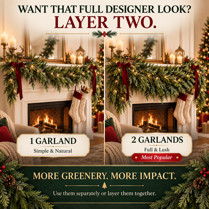 Lush Cedar Christmas Garland-Soft, Full Greenery for Mantels, Stairs, Tables & Doorways