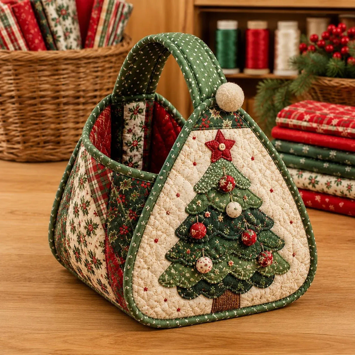 ⭐🎉🎄 Christmas Character Quilted Carry Basket | 🎁 A Reusable Christmas Keepsake - DIY Sewing Kit – Create Your Own