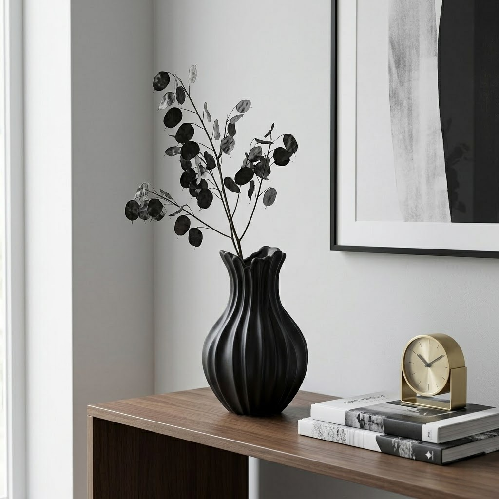 Matte Black Fan Vase