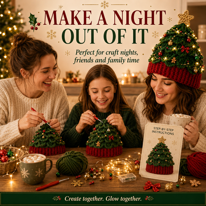 ⏳ Last Day 50% OFF – 🎄Beginner-Friendly Light-Up Christmas Tree Crochet Hat DIY Kit | Complete Kit with Coordinated Yarn, LED Lights & Step-by-Step Guide Included 💕