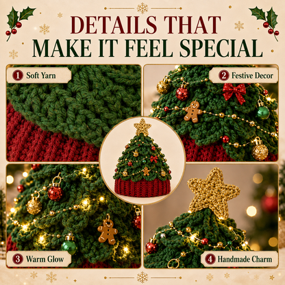 ⏳ Last Day 50% OFF – 🎄Beginner-Friendly Light-Up Christmas Tree Crochet Hat DIY Kit | Complete Kit with Coordinated Yarn, LED Lights & Step-by-Step Guide Included 💕