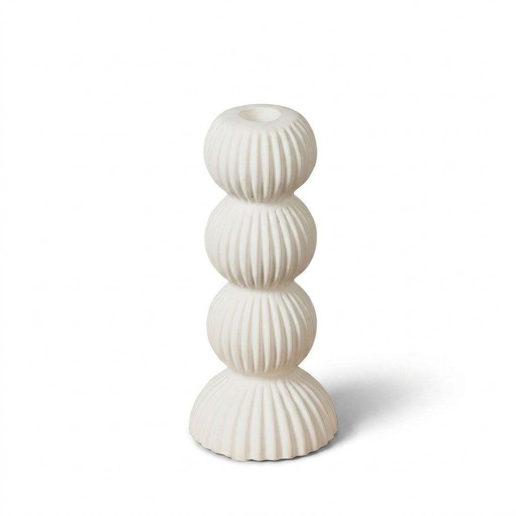Minimalist Ribbed Geometric Candlestick Set