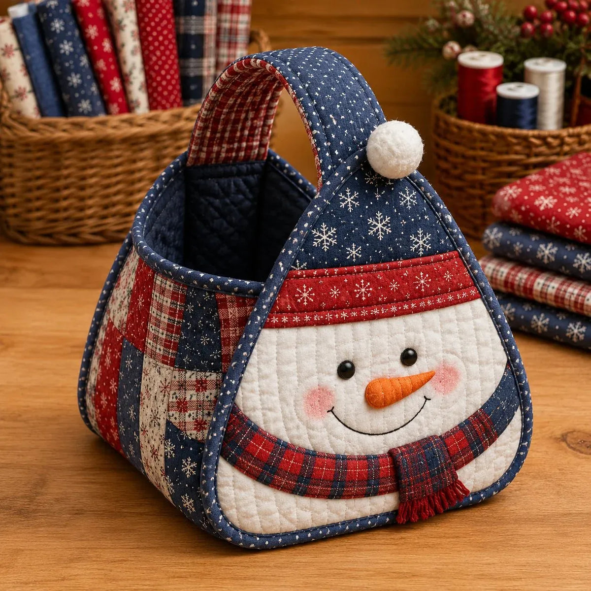 ⭐🎉🎄 Christmas Character Quilted Carry Basket | 🎁 A Reusable Christmas Keepsake - DIY Sewing Kit – Create Your Own