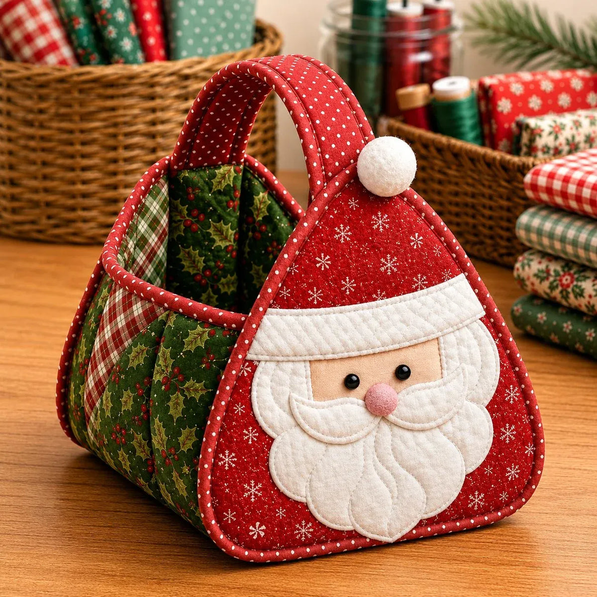 ⭐🎉🎄 Christmas Character Quilted Carry Basket | 🎁 A Reusable Christmas Keepsake - DIY Sewing Kit – Create Your Own